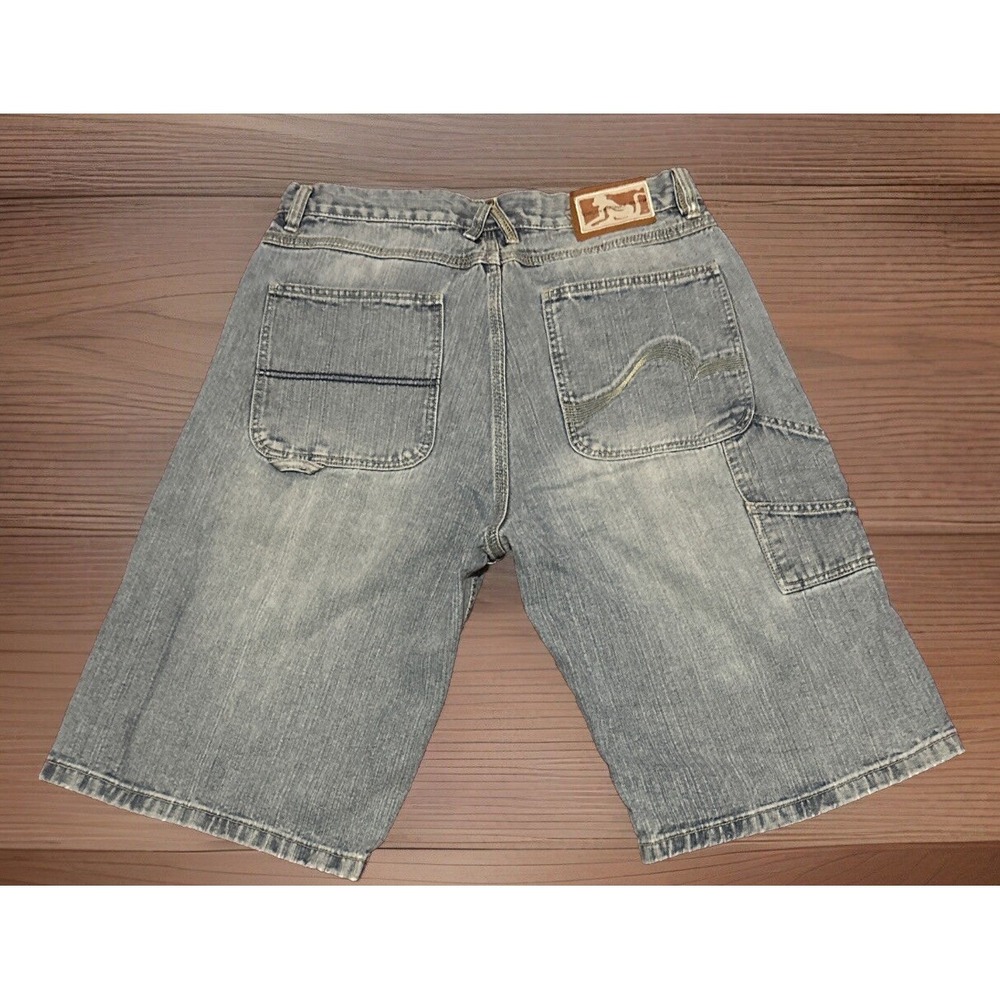 Vintage Drunknmunky Denim Jean Shorts Baggy Skater Y2K Streetwear Blue Size 36 - Picture 7 of 9